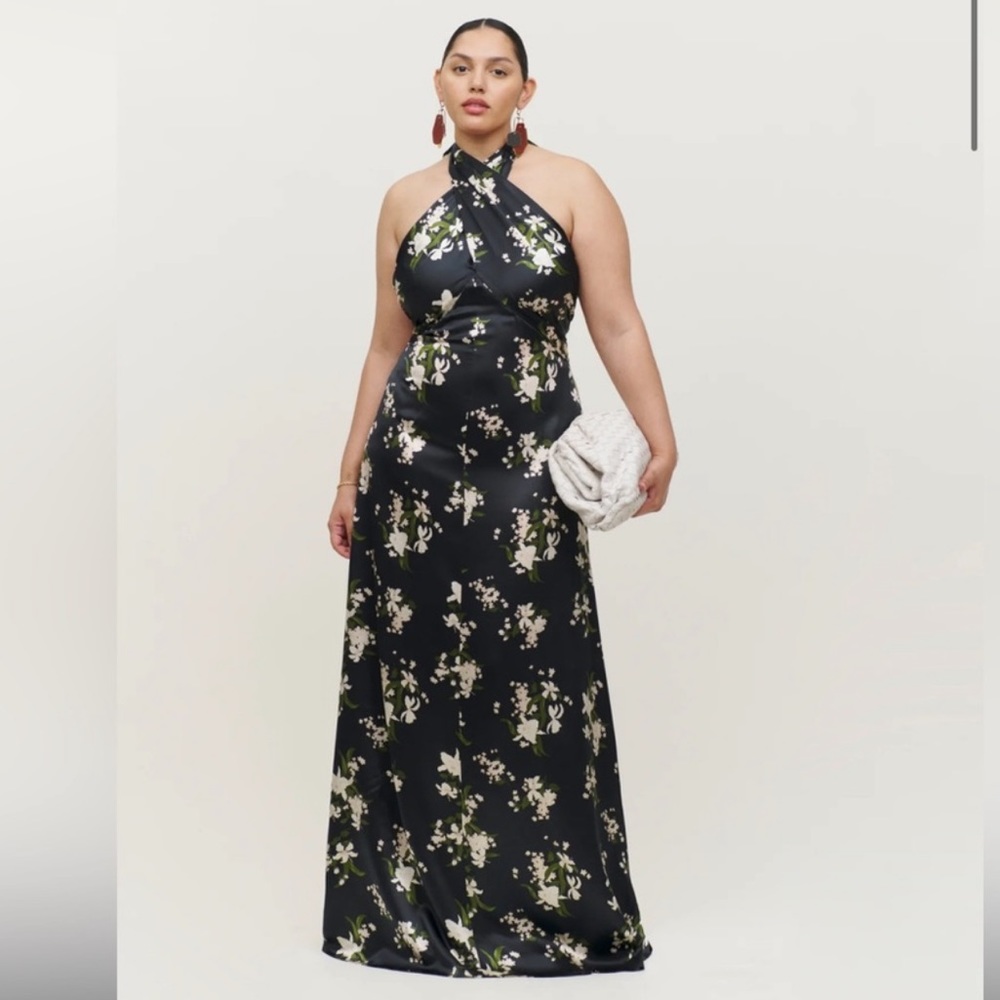 Reformation Veria Silk Dress Black